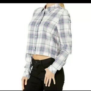 Vans Women’s Box Car Cropped Flannel Button Down Size XL